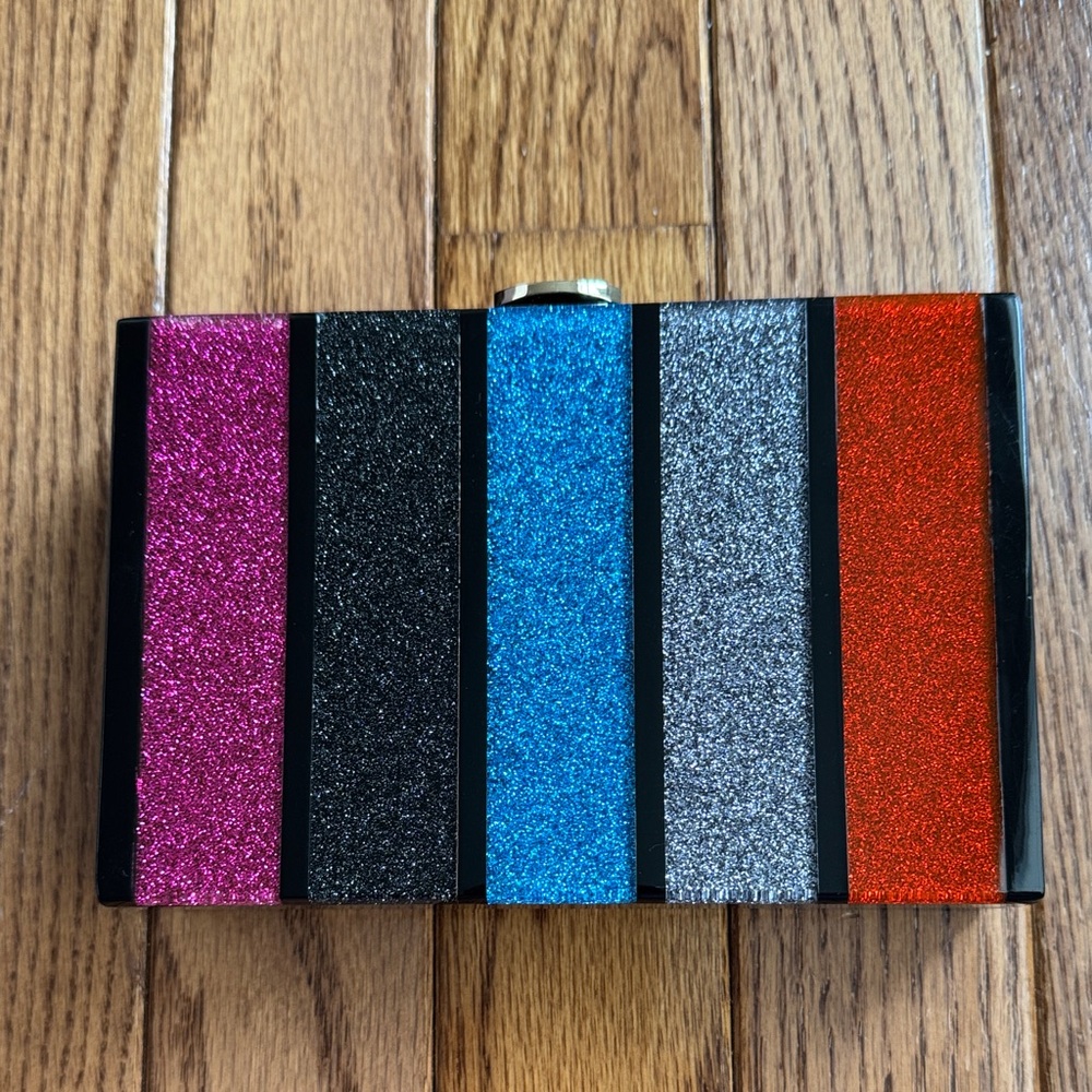 Milly Vibrant Glitter Stripe Clutch